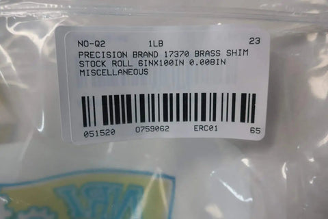 Label of Brass Shim Stock Roll 6 Inch By 100 Inch 0.008 Inch Thick For Precision Machining And Calibration in packaging