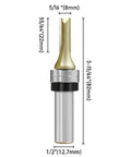 Top Tier 12.7Mm Half Inch Shank Router Bit Double Ball Bearing Design for detailed specifications and dimensions.