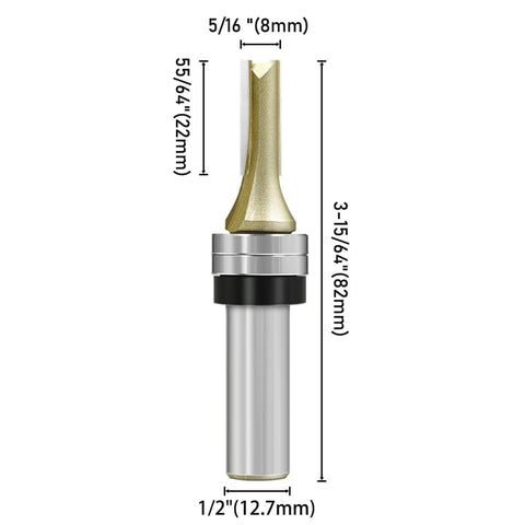 Top Tier 12.7Mm Half Inch Shank Router Bit Double Ball Bearing Design for detailed specifications and dimensions.