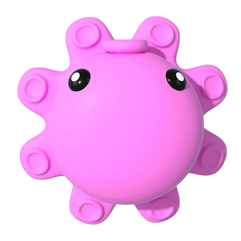 Hot Pink Silicone Bathtub Overflow Drain Cover For A Deeper Soak, octopus-shaped with suction cups, front view