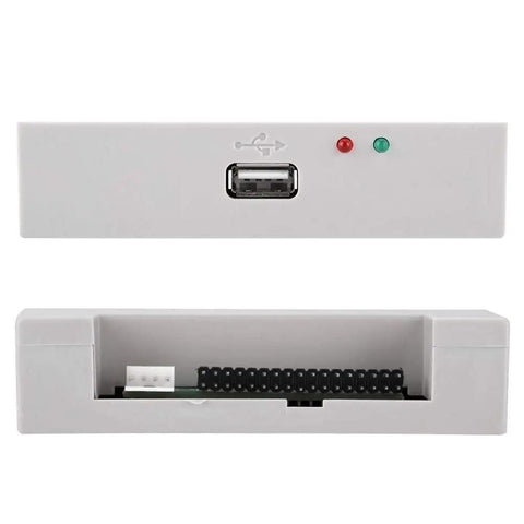 1.44MB USB Floppy Drive Emulator With 32-Bit CPU For Industrial Controls, front and rear view with 34-pin interface