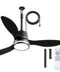 42 Inch Outdoor Ceiling Fan With Lights For Patios And Gazebos, IP65 Waterproof Rust Resistant With Remote, 3 CCT, 6 Speeds Black