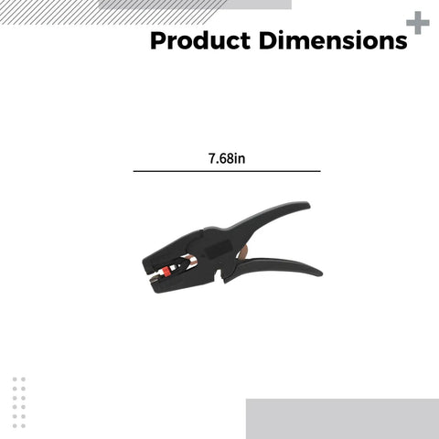 Super Easy Automatic Wire Stripper Tool Self Adjusting 7-32 Awg showing dimensions 7.68in for precise stripping and comfort.
