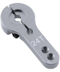 Metal 24T Aluminum Servo Horns Kit, M3 Threads, top view showing CNC machined design, for Hitec RC Servos, anodized finish