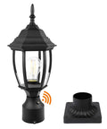 Dusk To Dawn Outdoor Post Light With Auto On Off Sensor Hands Free Hardwired 120V Exterior Lamp Post Weatherproof Aluminum With Pier Mount Base Clear Glass Lantern Head