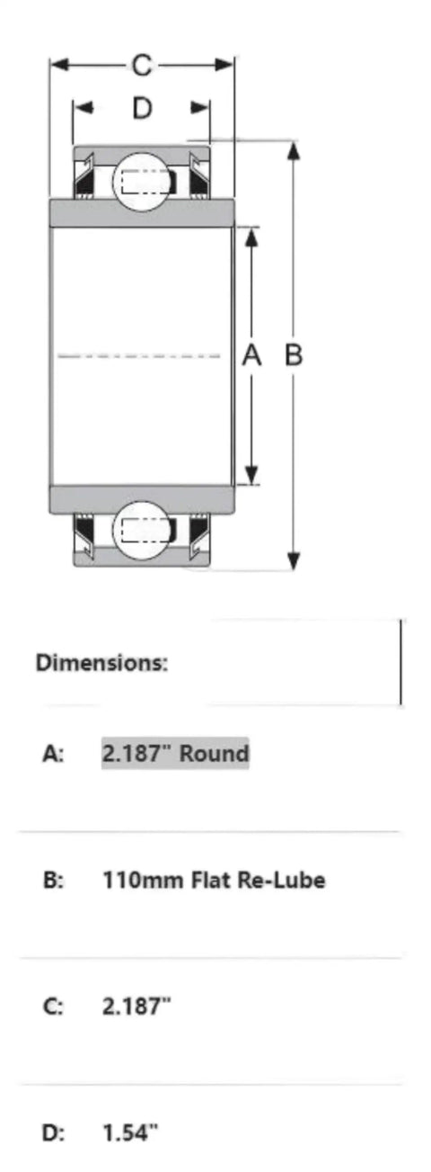 Diagram of Drivetrain Disc Harrow Bearing With Triple Lip Seals, Replacement Kit For DC212TTRBN, 2.187 Inch Bearing Seal