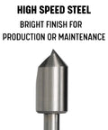Three Piece Single Flute Countersink Set With 82 Degree Cutting Angle For One Quarter Inch, Three Eighth Inch, And One Half Inch Bits