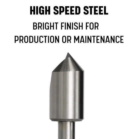 Three Piece Single Flute Countersink Set With 82 Degree Cutting Angle For One Quarter Inch, Three Eighth Inch, And One Half Inch Bits