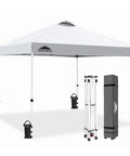 10x10 Foot Pop Up Canopy Tent With Wheeled Carry Bag, Easy One Person Setup, Center Lock Push System For Quick Open, White