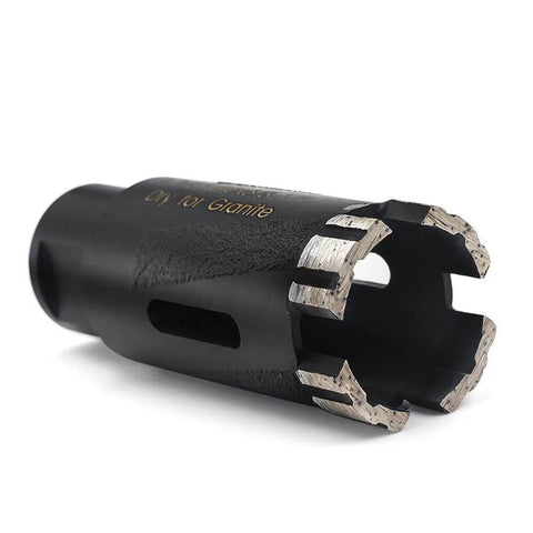 Ostek 1-3/8 in dry diamond core drill bit for granite, 5/8-11 thread, black segmented edge.