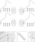 Gate Hook Latch Heavy Duty Stainless Steel Eye Window Garage Bathroom with white finish and screws for installation.