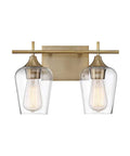 Dope Octave Bohemian Clear Glass Vanity Wall Light Two Light Bath Fixture In Warm Brass 120 Total Watts 10 Inch Height