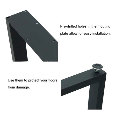 Heavy Duty 28 Inch Metal Table Legs Set For DIY Furniture showing pre-drilled mounting brackets for easy installation