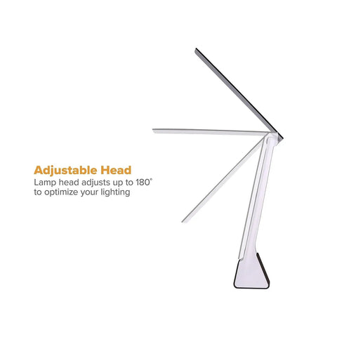 Rechargeable LED Desk Lamp With 3 Color Temperatures showing flip open head adjustments for precise lighting angles.