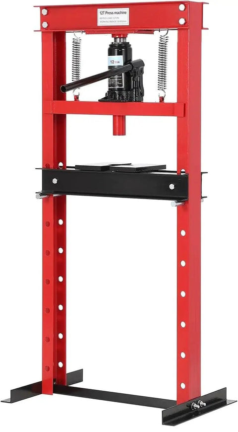 12 Ton Hydraulic Press For Home Garage And Shop, Heavy Duty Adjustable H-Frame Floor Press with Stamping Plates