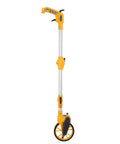 Keenso Folding Measuring Wheel Durable 9999.9m Capacity for Builders Landscapers Homeowners 17" Compact Size side view with yellow handle