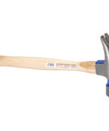 Pro Grade 28 Ounce Milled Face Framing Hammer With 18 Inch Straight Hickory Handle For Precise Power Blows And Heavy Duty Framing Work Triple Heat Treated For Long Lasting Toughness, showing full side view with hickory handle and metal head