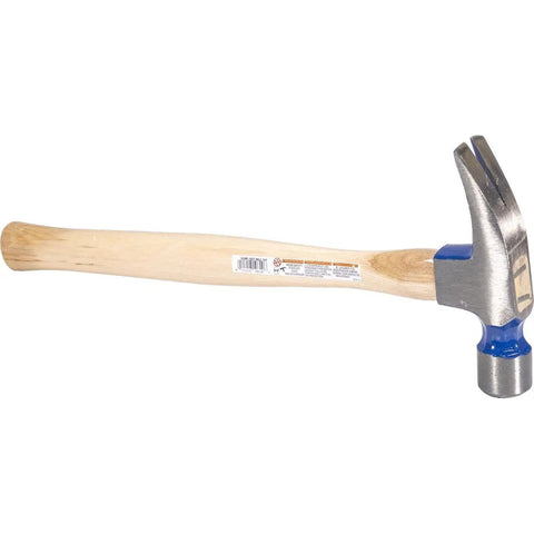 Pro Grade 28 Ounce Milled Face Framing Hammer With 18 Inch Straight Hickory Handle For Precise Power Blows And Heavy Duty Framing Work Triple Heat Treated For Long Lasting Toughness, showing full side view with hickory handle and metal head