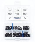 Black Torx Screws Assortment Kit With Weaver Oval Heads Includes T10 And T15 Sizes, 120 pieces in a transparent organizer.