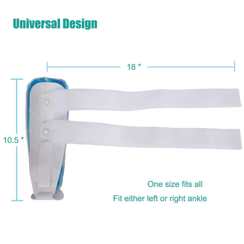 Side view of the Stirrup Ankle Brace Stabilizer For Sprains And Tendonitis, Gel Pads For Pain Relief, One Size Fits Most, White, with dimensions