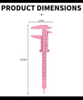Pro Grade Brow Mapping Tool With Mini Vernier Caliper Double Scale Sliding Ruler Plastic Gauge dimensions pink