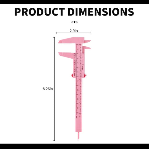 Pro Grade Brow Mapping Tool With Mini Vernier Caliper Double Scale Sliding Ruler Plastic Gauge dimensions pink