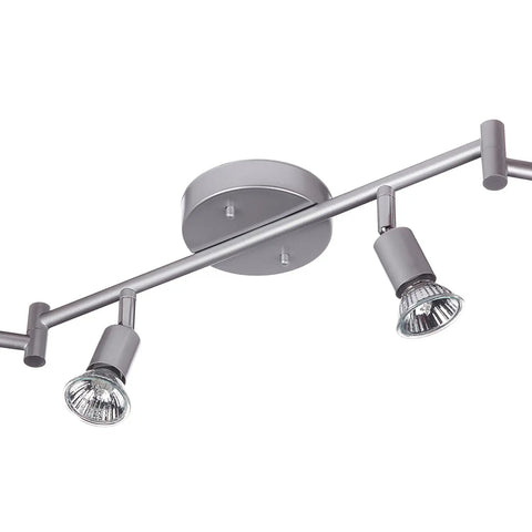Payton 6 Light Foldable Track Lighting In Matte Silver With Pivoting Heads Minimalist Modern Fixture Close-up View