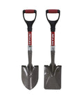 Two Piece Mini Garden Shovel Set With Fiberglass Short Handles, 14 Gauge Steel Blades, D Grip, Rust Resistant Finish, front view