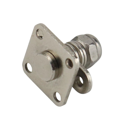 Square stainless steel damping torque hinge with mounting plate and central pivot bolt
