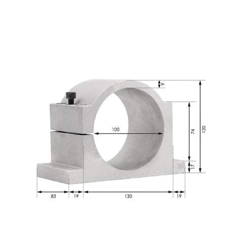 Badass 4.5Kw Water Cooled Spindle With ER20 Collet And Tough Ceramic Ball Bearings Delivers Reliable Torque For Serious CNC Fabrication Work At 380V Power, showcasing a silver spindle mount with precise dimensions.