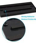 Close-up of rear license plate bracket holder for Audi 2002 to 2024 with strong adhesive, no drill mounting kit bumper frame tag plate display.