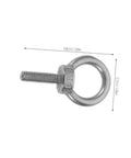 Beefy Eye Bolt M6x20 With Nylon Lock Nuts And Washers, Heavy Duty Stainless Steel Eyebolt With Shoulder For Vibration Dampening, Machinery Mounting And Decorative Hanging, Corrosion Resistant Hardware, shown with dimensions