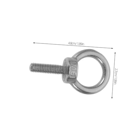Beefy Eye Bolt M6x20 With Nylon Lock Nuts And Washers, Heavy Duty Stainless Steel Eyebolt With Shoulder For Vibration Dampening, Machinery Mounting And Decorative Hanging, Corrosion Resistant Hardware, shown with dimensions