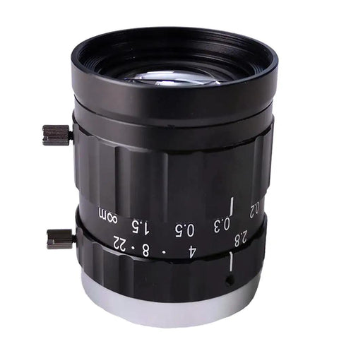 Pro Grade C Mount Machine Vision Lens 12mm F2.8, 1 Inch Sensor, Manual Iris, Focus, Low Distortion, Industrial Lens, Locking Screws