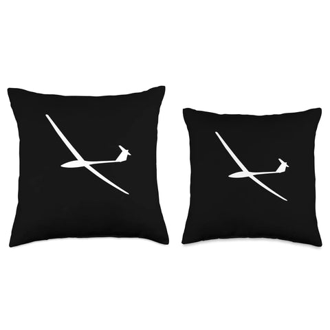 Glider Pilot Throw Pillow For Aviation Lovers Dope Soaring Sailplane Theme Cushion For Home And Office, two black pillows
