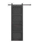 Slim 28 By 84 Inch Wave Shape Black Sliding Barn Door With Hardware Kit, Four Panel, Waterproof, Pre Drilled Holes For Easy Assembly