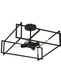 4 Light Black Semi Flush Mount Ceiling Light Fixture With Industrial Farmhouse Vibe, close-up of modern rustic lighting design.