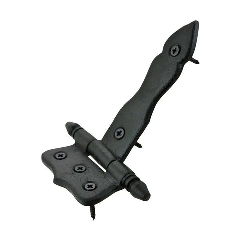 5 Inch Black Wrought Iron Antique Style Barn Door Hinge Set With Hardware Pack Of 4, Rustic Colonial Black Finish