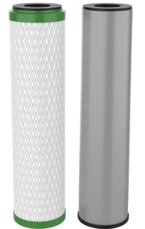 Replacement 10 Inch Under Sink Water Filter Cartridge Set For US 1000 System 0.5 Micron 10x2.5 Pro Grade Filter Reduces Lead MTBE VOCs Easy Install Compatible With Culligan And GE Drinking Water Systems White showing two cartridges side by side