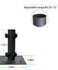 Heavy Duty Patio Umbrella Stand For 1.2 To 2.2 Inch Poles With Ground Spike Easy Carry Table Base for stability on lawn or patio.