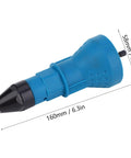 Electric Rivet Nut Gun Adapter Kit With Four Interchangeable Heads For Fastening Sheet Metal Auto Repair And Diy Projects Compatible With 1000Rpm Drills, 160mm blue adapter