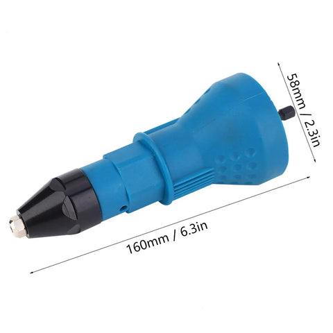 Electric Rivet Nut Gun Adapter Kit With Four Interchangeable Heads For Fastening Sheet Metal Auto Repair And Diy Projects Compatible With 1000Rpm Drills, 160mm blue adapter