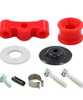 Plug And Play Linkage Bushing Hardware Kit With Pin Clip And Spring Replacement For 1988 1991 Civic And B Series Cars Direct Fit Upgrade To Improve Shifts And Beef Up The Gear Linkage, red and black hardware parts