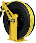 Double Arm Hose Reel With Half Inch By Fifty Foot Premium Rubber Air Hose, Heavy Duty Steel Construction, side view