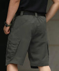Back view of Mens Hiking Cargo Shorts Waterproof Tactical Short With 6 Pockets No Belt Durable Stretch Fabric Dark Grey