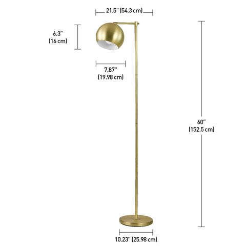 60 Inch Floor Lamp In Satin Gold Finish With Vintage Glam Style Inline Switch E26 Base Modern Gold Brass Look For Living Room Or Bedroom Slim Space Saving Design 5 Foot Cord For Easy Setup