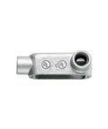 Heavy Duty Form 5 Conduit Body Pull Outlet Built Tough As Nails With Hot Dip Galvanized Malleable Iron for wire pull, showing side view.