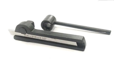Straight Shank Lathe Parting Tool Holder With HSS Blade for pro grade parting off, blade size 3/32 x 1/2 x 4-1/2 inch