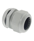 Close-up of One And A Half Inch NPT Strain Relief Nylon Cord Grip Waterproof Cable Glands Five Pack Adjustable Wire Cord Grip Connector IP68 CE RoHS Listed White Rugged Heavy Duty.