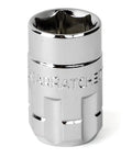 Close-up of a chrome socket from the 27 Piece 1/4 In Drive Pass-Thru Mechanics Tool Set With 6 Pt Sockets SAE Metric Standard GearRatchet System